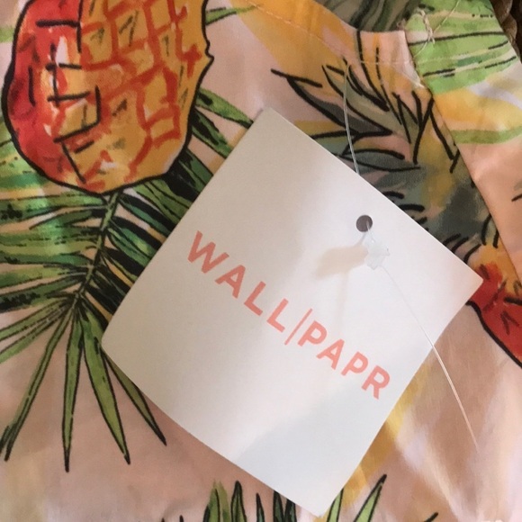 Wallpapr Women’s M/L Pink Pineapple Two Piece Set Crop Top & Skirt Palm Fronds - Picture 8 of 9